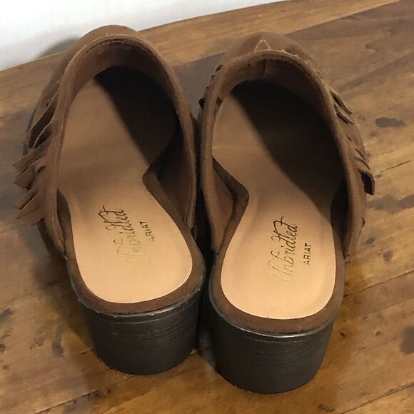 Ariat Unbridled Mules Women’s 6 Brown Whiskey Leather Shirley Fringe Western - Picture 5 of 12